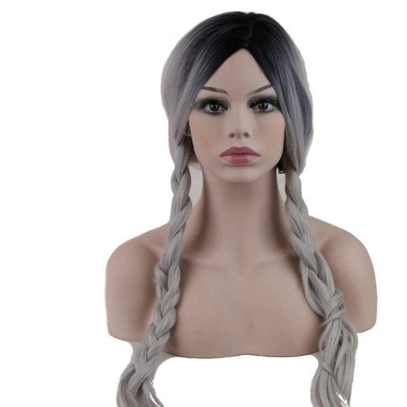 Black Root Grey Wigs Gray Hair Wig